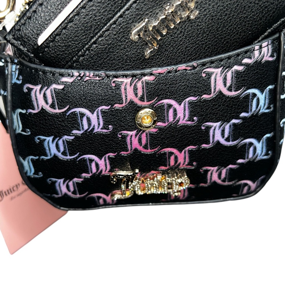 Juicy Couture Black and Pink Mini Crossbody Bag, Beautiful Chain and Card Holder - Picture 8 of 8
